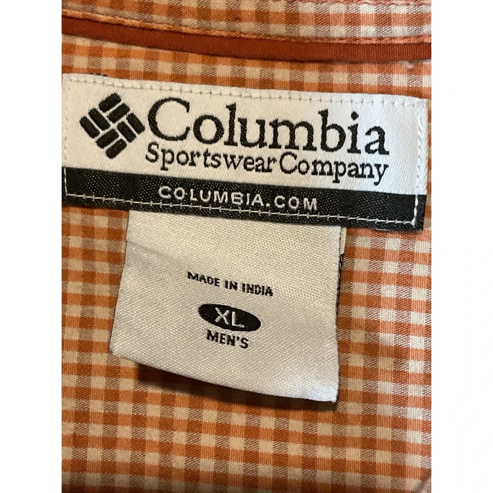 Lot‎ of 2 Columbia Mens XL Long Sleeve Button Down Shirts Orange Blue Plaid